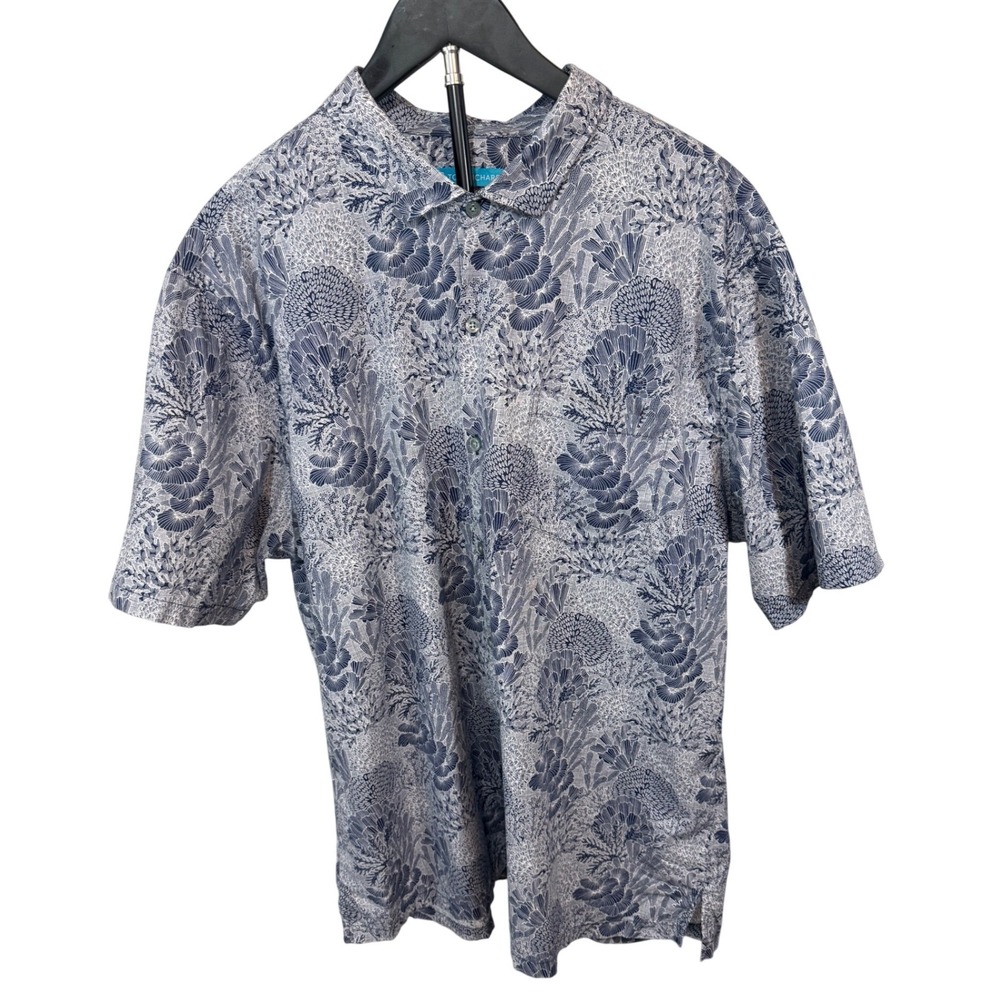 Tori Richard Mens 2XL Blue Coral Print Short Sleeve Button Up Shirt Hawaii Made - Picture 2 of 14